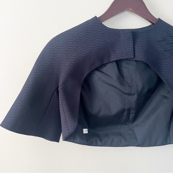 Marlowe Made in Italy Fine Luxury Navy Blue Beaded Short Sleeve Shrug Sz 38 (4) - Picture 2 of 9